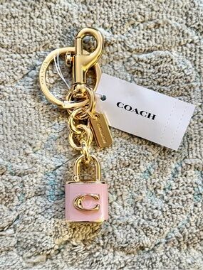 COACH Lock Bag Charm in Carnation Pink/Gold - CEF95